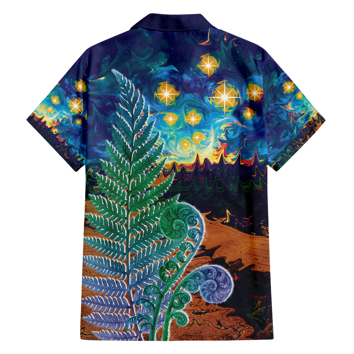 Personalised New Zealand Matariki Art Star Family Matching Tank Maxi Dress and Hawaiian Shirt Koru Fern Night Starry Sky LT9 - Polynesian Pride