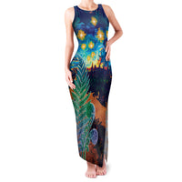 Personalised New Zealand Matariki Art Star Family Matching Tank Maxi Dress and Hawaiian Shirt Koru Fern Night Starry Sky LT9 Mom's Dress Black - Polynesian Pride