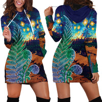Personalised New Zealand Matariki Art Star Hoodie Dress Koru Fern Night Starry Sky LT9 - Polynesian Pride