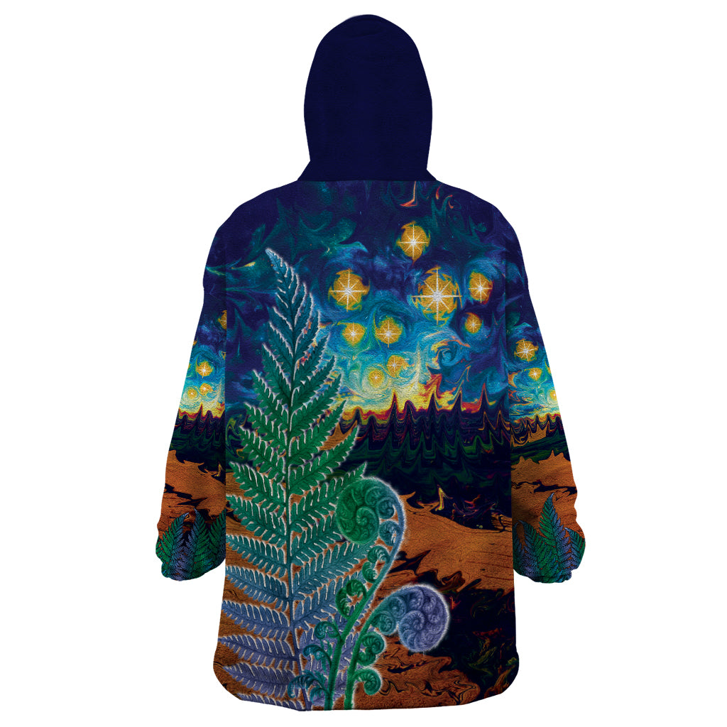 Personalised New Zealand Matariki Art Star Wearable Blanket Hoodie Koru Fern Night Starry Sky LT9 - Polynesian Pride