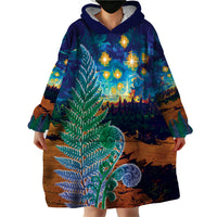 Personalised New Zealand Matariki Art Star Wearable Blanket Hoodie Koru Fern Night Starry Sky LT9 - Polynesian Pride