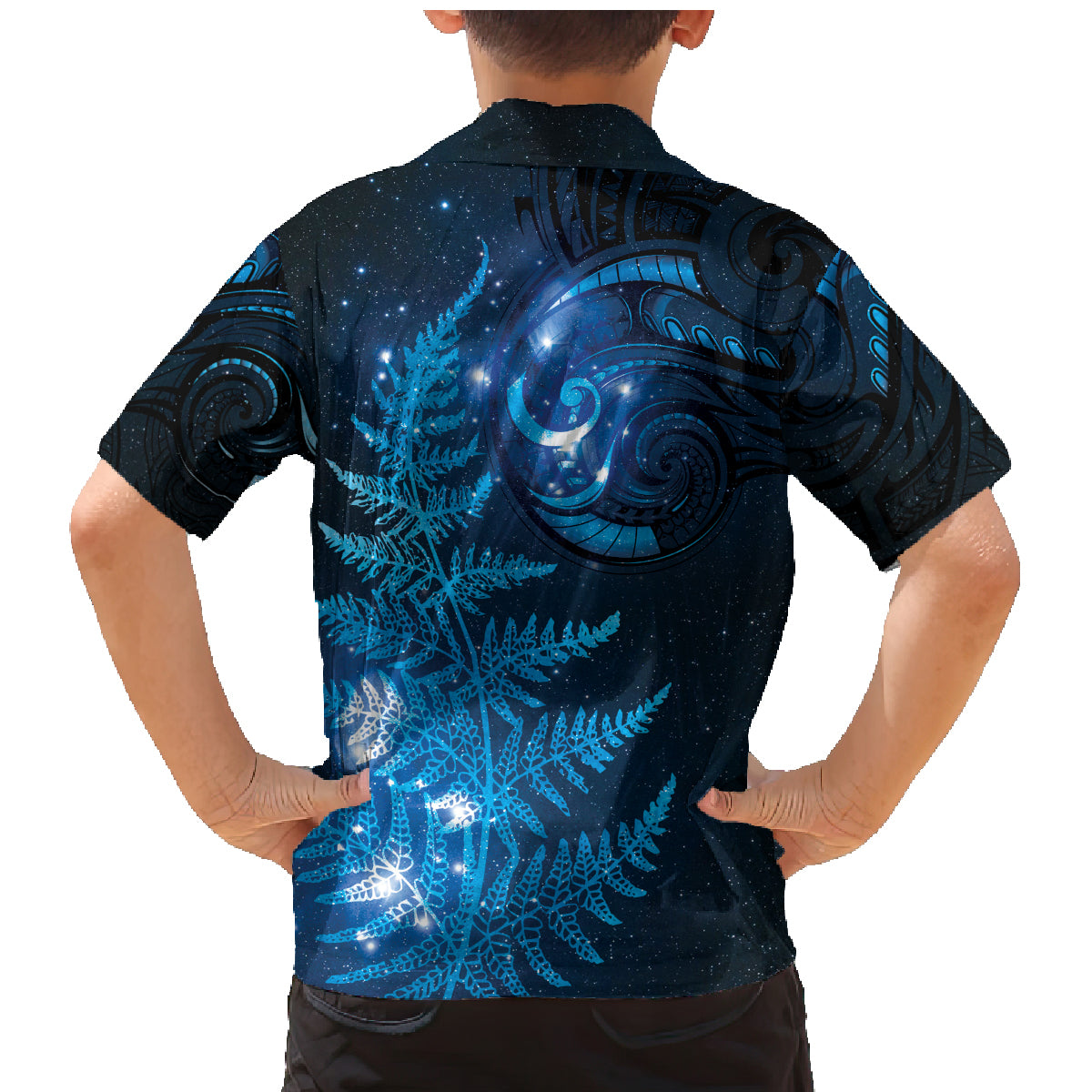 New Zealand Matariki Family Matching Mermaid Dress and Hawaiian Shirt Blue Milky Way Stars Night Sky LT9 - Polynesian Pride