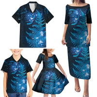 New Zealand Matariki Family Matching Puletasi and Hawaiian Shirt Blue Milky Way Stars Night Sky LT9 - Polynesian Pride