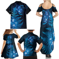 New Zealand Matariki Family Matching Summer Maxi Dress and Hawaiian Shirt Blue Milky Way Stars Night Sky LT9 - Polynesian Pride