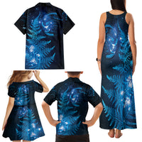 New Zealand Matariki Family Matching Tank Maxi Dress and Hawaiian Shirt Blue Milky Way Stars Night Sky LT9 - Polynesian Pride