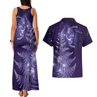 New Zealand Matariki Couples Matching Tank Maxi Dress and Hawaiian Shirt Purple Milky Way Stars Night Sky LT9 - Polynesian Pride