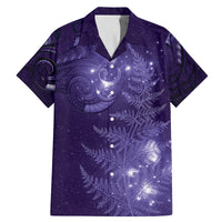 New Zealand Matariki Family Matching Mermaid Dress and Hawaiian Shirt Purple Milky Way Stars Night Sky LT9 Dad's Shirt - Short Sleeve Purple - Polynesian Pride