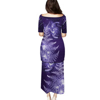 New Zealand Matariki Family Matching Puletasi and Hawaiian Shirt Purple Milky Way Stars Night Sky LT9 - Polynesian Pride