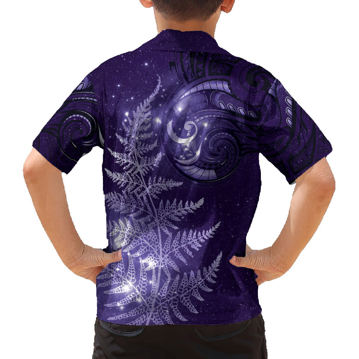 New Zealand Matariki Family Matching Tank Maxi Dress and Hawaiian Shirt Purple Milky Way Stars Night Sky LT9 - Polynesian Pride