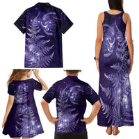 New Zealand Matariki Family Matching Tank Maxi Dress and Hawaiian Shirt Purple Milky Way Stars Night Sky LT9 - Polynesian Pride