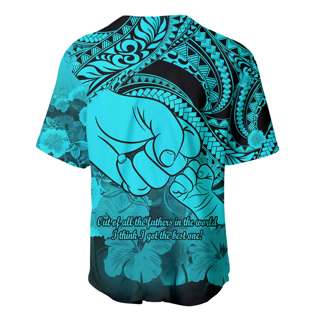 Polynesian Pride Happy Father Day Baseball Jersey I Love You Dad - Polynesian Tribal Aqua LT9 - Polynesian Pride