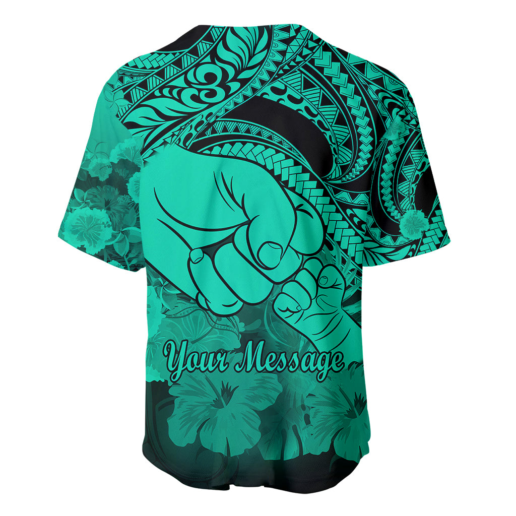 Personalised Polynesian Pride Happy Father Day Baseball Jersey I Love You Dad - Polynesian Tribal Green LT9 - Polynesian Pride