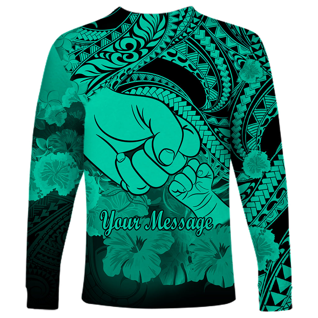Personalised Polynesian Pride Happy Father Day Long Sleeve Shirt I Love You Dad - Polynesian Tribal Green LT9 - Polynesian Pride