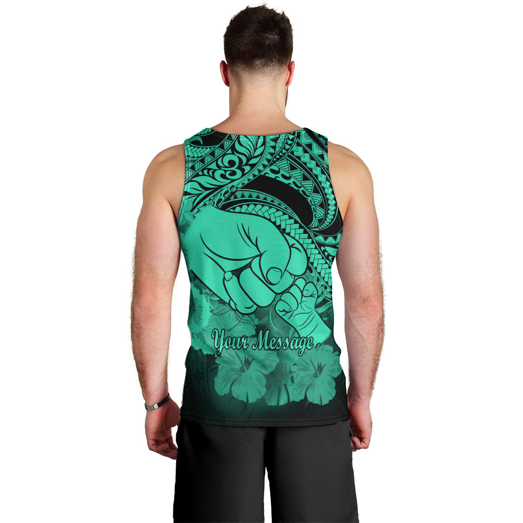 Personalised Polynesian Pride Happy Father Day Men Tank Top I Love You Dad - Polynesian Tribal Green LT9 - Polynesian Pride