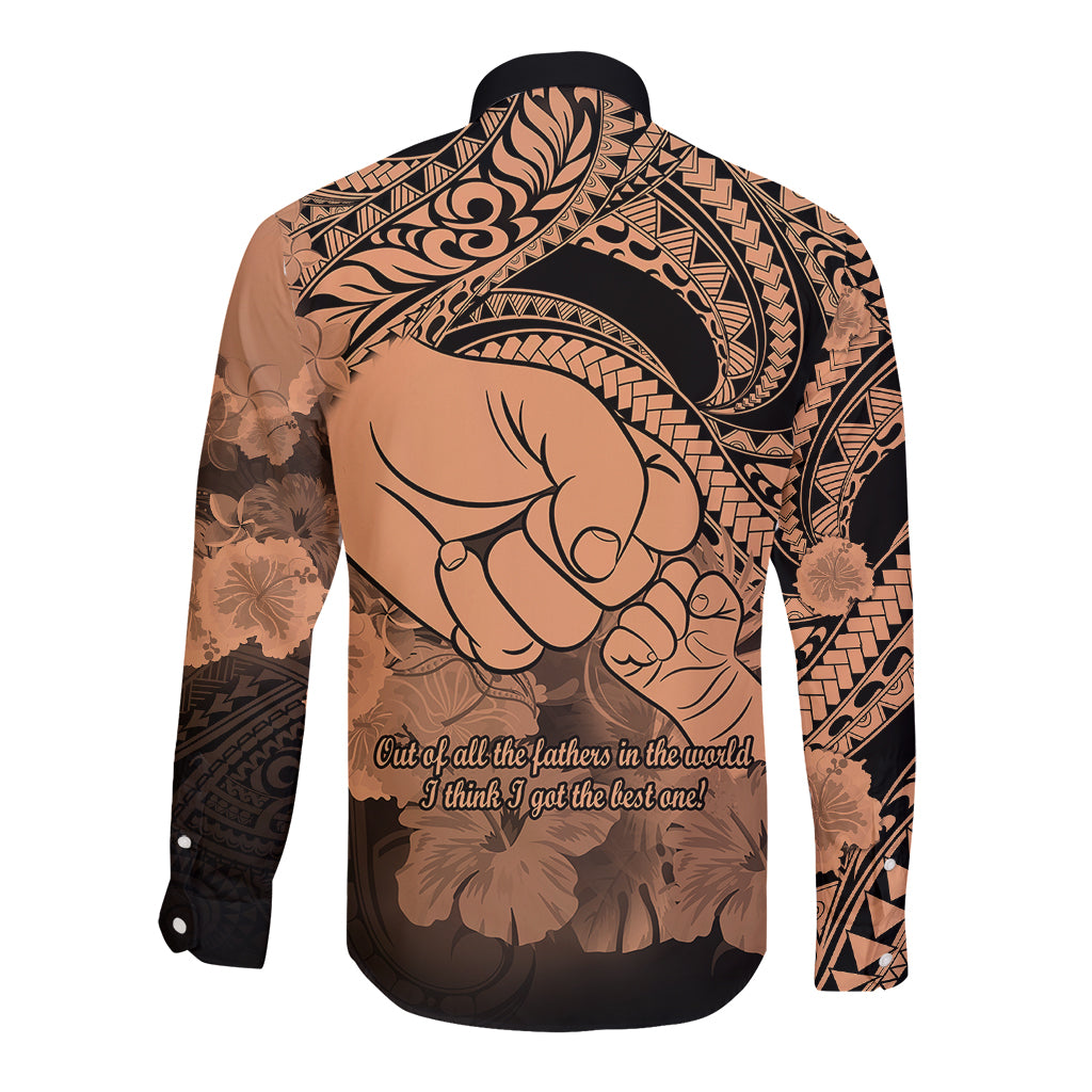Polynesian Pride Happy Father Day Long Sleeve Button Shirt I Love You Dad - Polynesian Tribal Nude LT9 - Polynesian Pride