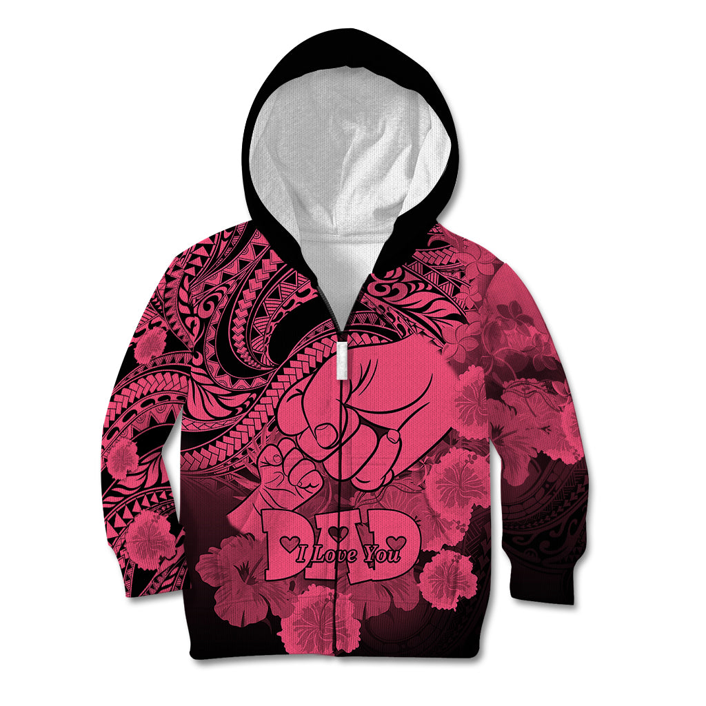 Personalised Polynesian Pride Happy Father Day Kid Hoodie I Love You Dad - Polynesian Tribal Pink LT9 Zip Hoodie Pink - Polynesian Pride