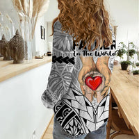 Polynesian Father's Day Gift For Dad Women Casual Shirt Super Father In The World - Black Polynesian Pattern LT9 - Polynesian Pride