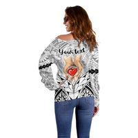 Personalised Polynesian Father's Day Gift For Dad Off Shoulder Sweater Super Father In The World - Black Polynesian Pattern LT9 - Polynesian Pride