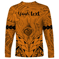 Personalised Polynesian Father's Day Gift For Dad Long Sleeve Shirt Super Father In The World - Gold Polynesian Pattern LT9 - Polynesian Pride