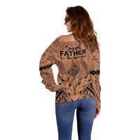 Polynesian Father's Day Gift For Dad Off Shoulder Sweater Super Father In The World - Nude Polynesian Pattern LT9 - Polynesian Pride