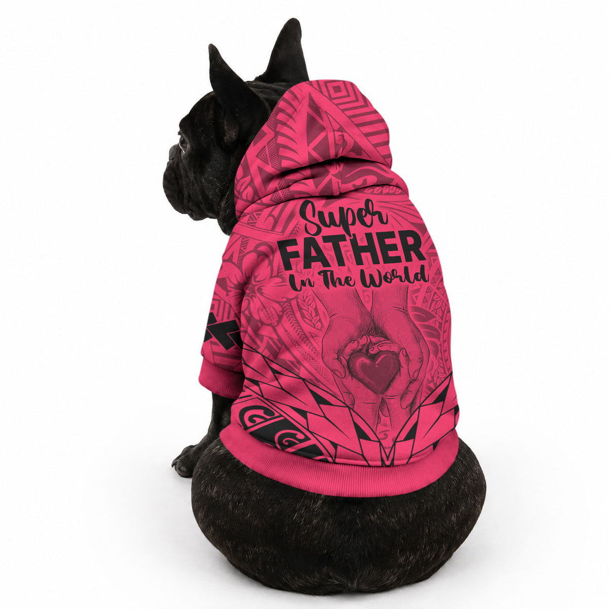 Polynesian Father's Day Gift For Dad Pet Hoodie Super Father In The World - Pink Polynesian Pattern LT9 - Polynesian Pride