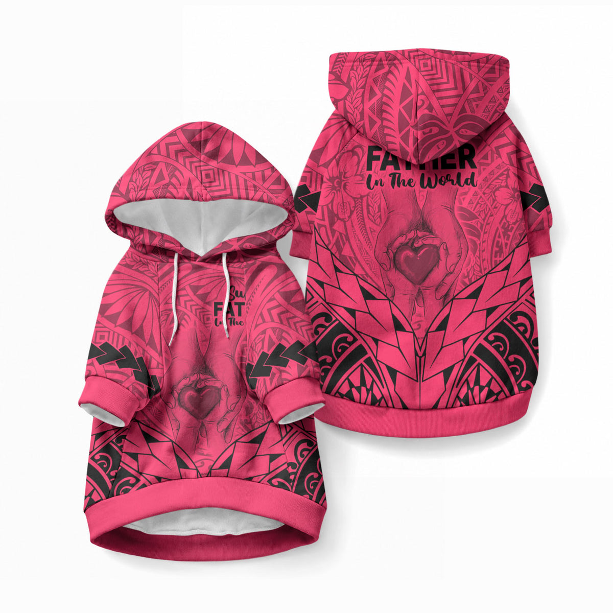Polynesian Father's Day Gift For Dad Pet Hoodie Super Father In The World - Pink Polynesian Pattern LT9 Pullover Pink - Polynesian Pride