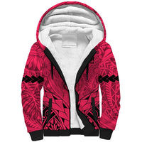 Personalised Polynesian Father's Day Gift For Dad Sherpa Hoodie Super Father In The World - Pink Polynesian Pattern LT9 Unisex Pink - Polynesian Pride