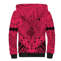 Personalised Polynesian Father's Day Gift For Dad Sherpa Hoodie Super Father In The World - Pink Polynesian Pattern LT9 - Polynesian Pride