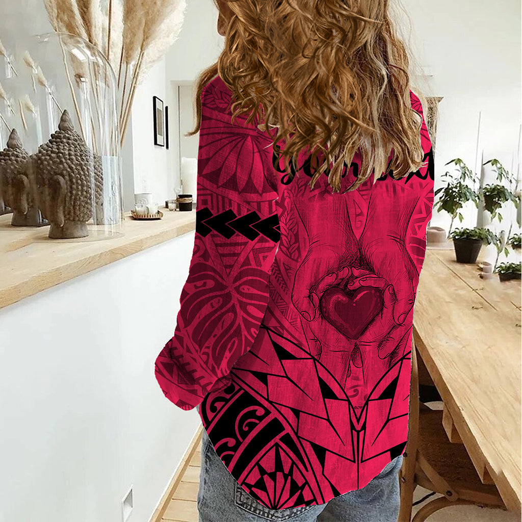 Personalised Polynesian Father's Day Gift For Dad Women Casual Shirt Super Father In The World - Pink Polynesian Pattern LT9 - Polynesian Pride