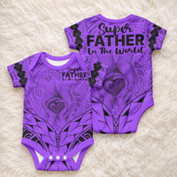 Polynesian Father's Day Gift For Dad Baby Onesie Super Father In The World - Purple Polynesian Pattern LT9 - Polynesian Pride