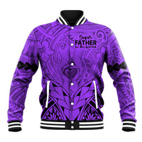 Personalised Polynesian Father's Day Gift For Dad Baseball Jacket Super Father In The World - Purple Polynesian Pattern LT9 Unisex Purple - Polynesian Pride
