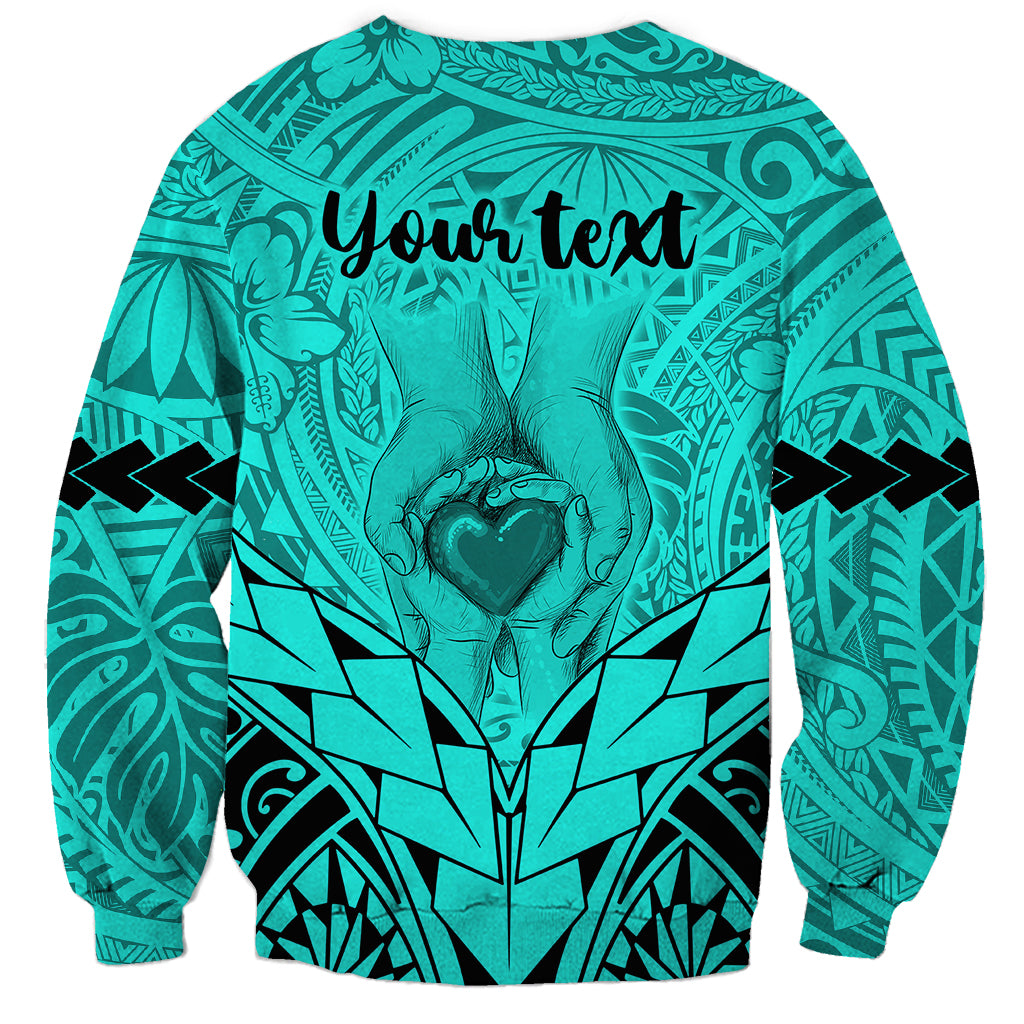 Personalised Polynesian Father's Day Gift For Dad Sweatshirt Super Father In The World - Turquoise Polynesian Pattern LT9 - Polynesian Pride