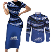 Fiji Rugby Pacific Custom Couples Matching Short Sleeve Bodycon Dress and Long Sleeve Button Shirt Pasifika Tapa Pattern