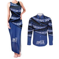 Fiji Rugby Pacific Custom Couples Matching Tank Maxi Dress and Long Sleeve Button Shirt Pasifika Tapa Pattern