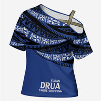 Fiji Rugby Pacific Custom Cross Shoulder Shirt Pasifika Tapa Pattern - Polynesian Pride