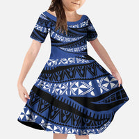 Fiji Rugby Pacific Custom Family Matching Off Shoulder Maxi Dress and Hawaiian Shirt Pasifika Tapa Pattern