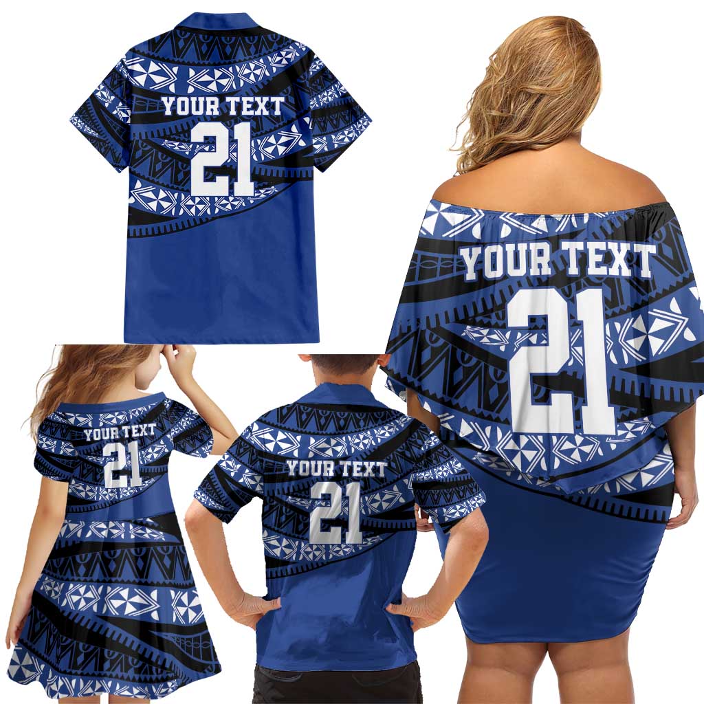 Fiji Rugby Pacific Custom Family Matching Off Shoulder Short Dress and Hawaiian Shirt Pasifika Tapa Pattern LT9 - Polynesian Pride