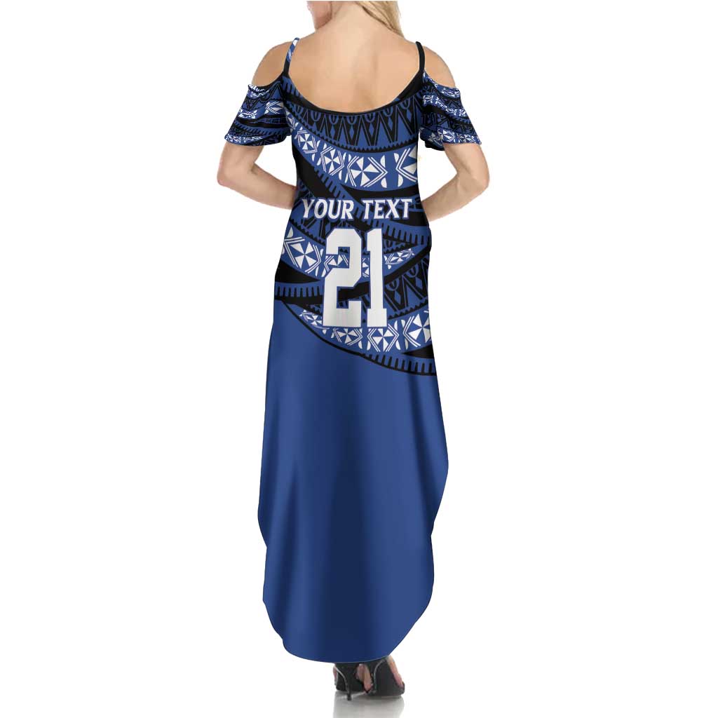 Fiji Rugby Pacific Custom Summer Maxi Dress Pasifika Tapa Pattern