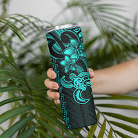 Aqua Hawaiian Kakau Turtle Skinny Tumbler Polynesian Tribal