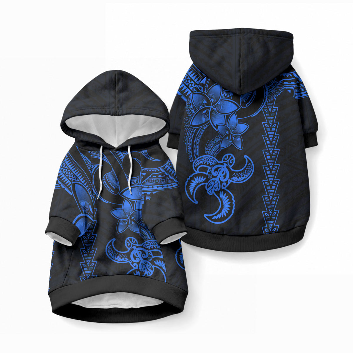 Hawaiian Tribal Kakau Turtle - Blue Pet Hoodie LT9 Pullover Blue - Polynesian Pride