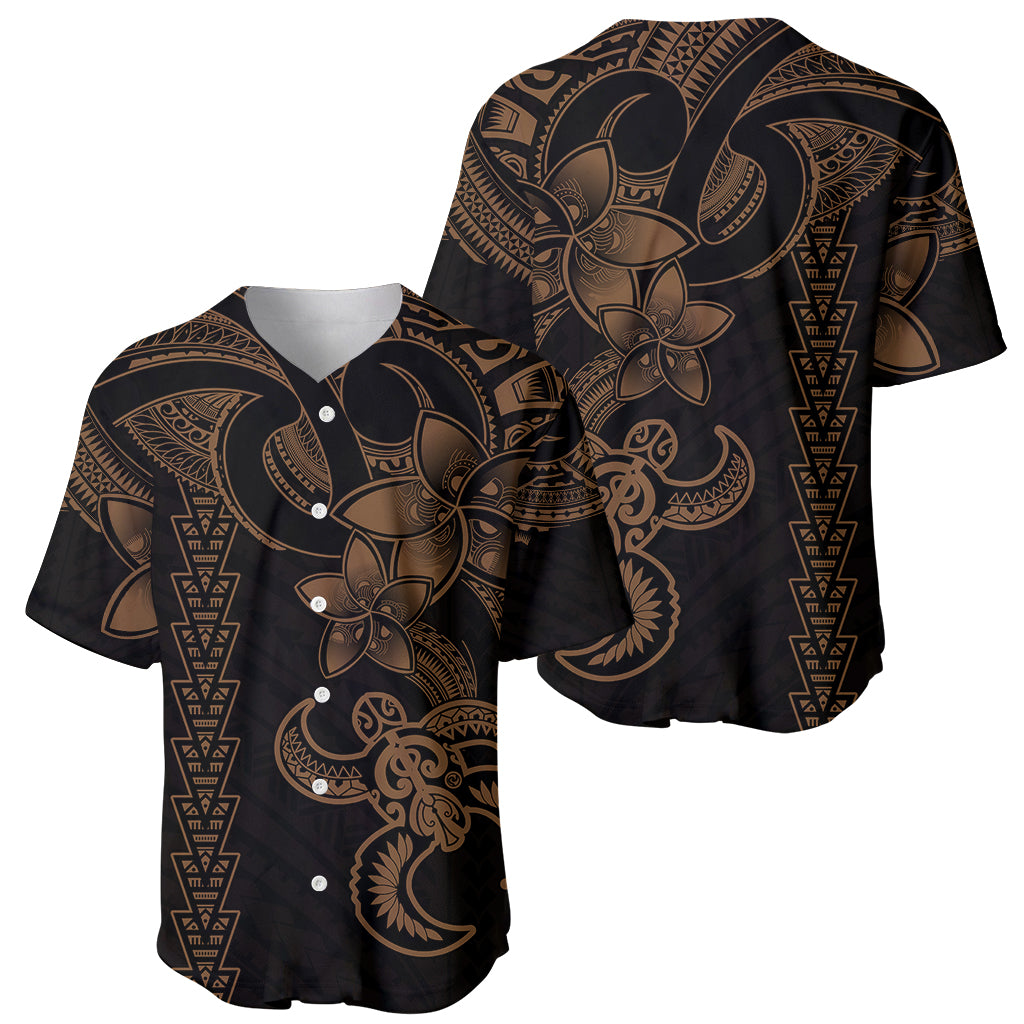 Hawaiian Tribal Baseball Jersey Polynesian Kakau Turtle - Gold LT9 - Polynesian Pride