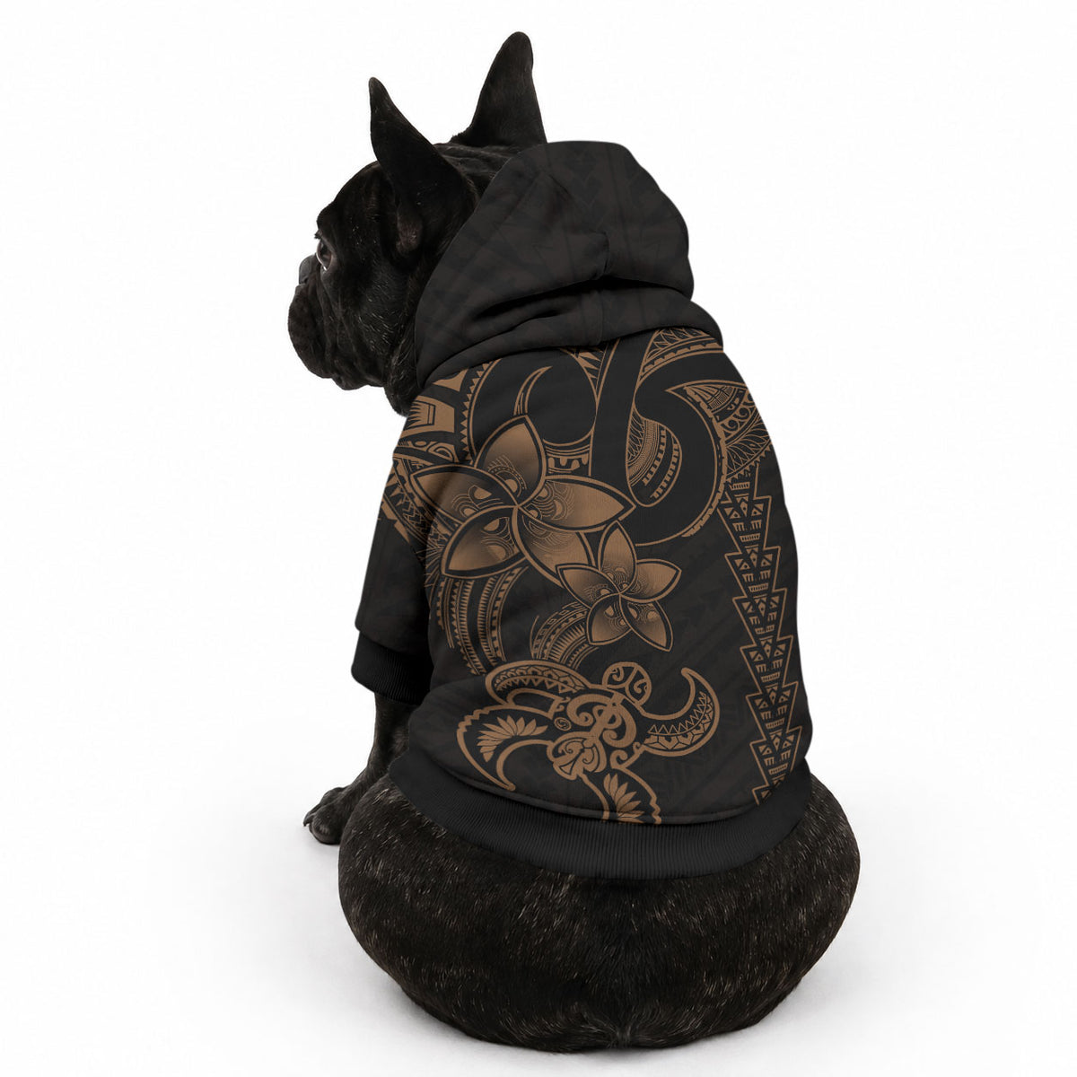 Hawaiian Tribal Kakau Turtle - Gold Pet Hoodie LT9 - Polynesian Pride