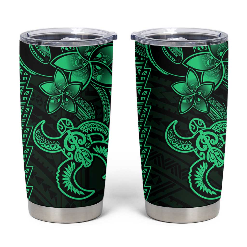 Green Hawaiian Kakau Turtle Tumbler Cup Polynesian Tribal LT9 Green - Polynesian Pride