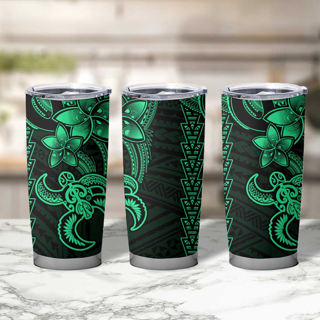 Green Hawaiian Kakau Turtle Tumbler Cup Polynesian Tribal LT9 - Polynesian Pride