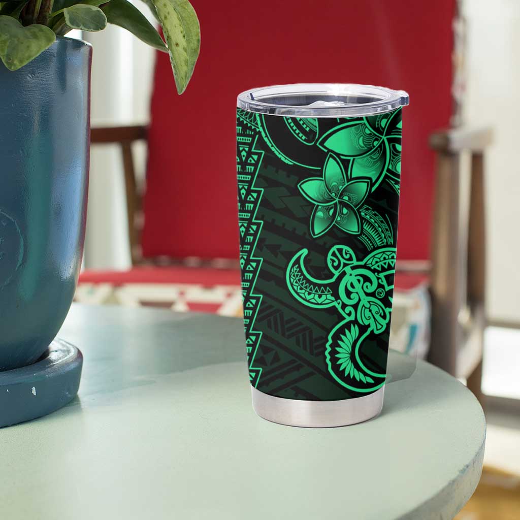 Green Hawaiian Kakau Turtle Tumbler Cup Polynesian Tribal LT9 - Polynesian Pride