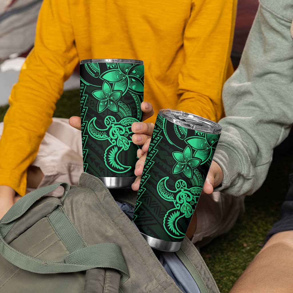 Green Hawaiian Kakau Turtle Tumbler Cup Polynesian Tribal LT9 - Polynesian Pride