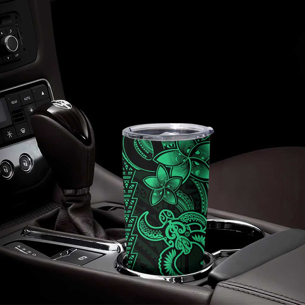 Green Hawaiian Kakau Turtle Tumbler Cup Polynesian Tribal LT9 - Polynesian Pride