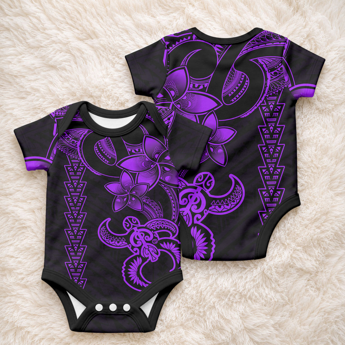 Hawaiian Tribal Kakau Turtle - Purple Baby Onesie LT9 - Polynesian Pride