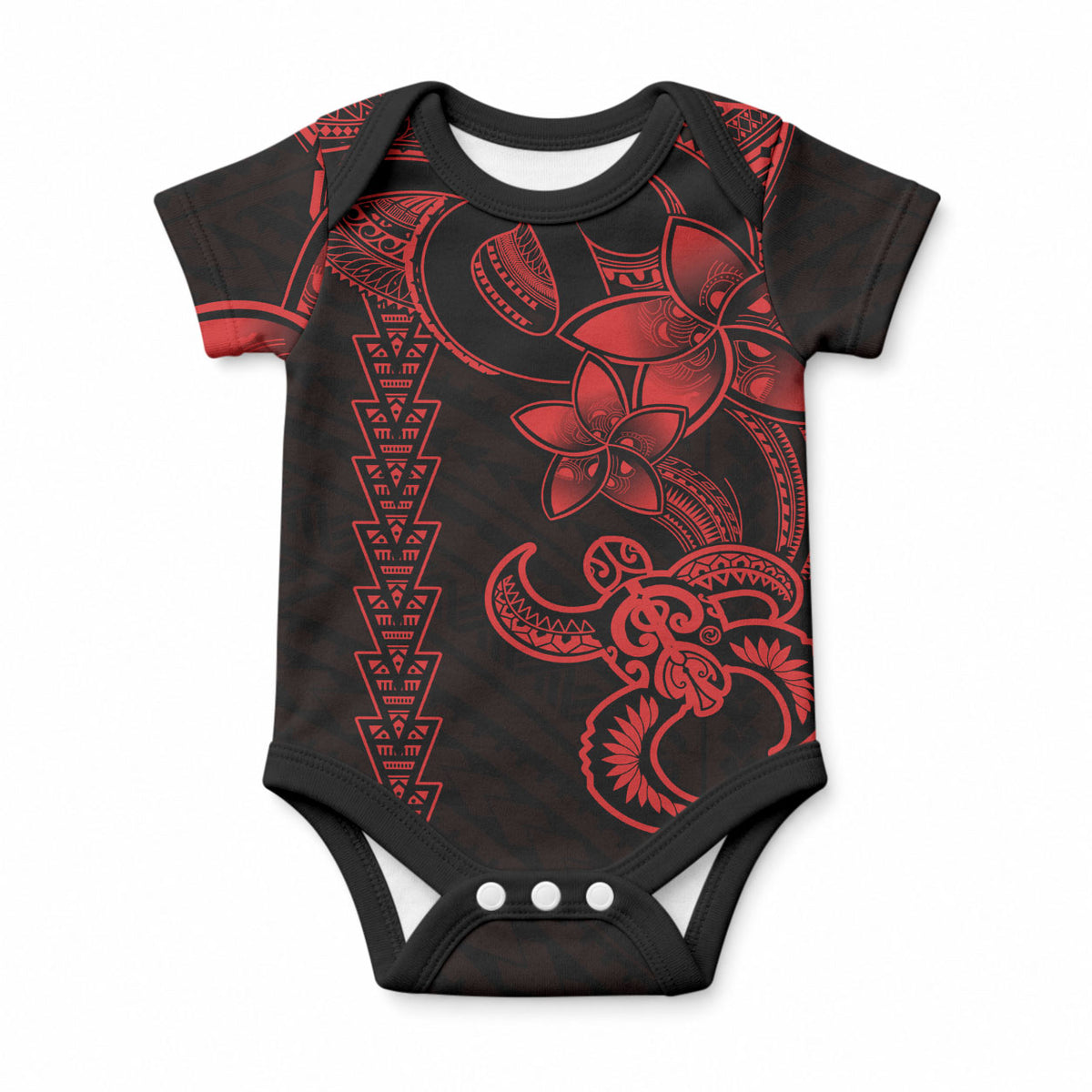Hawaiian Tribal Kakau Turtle - Red Baby Onesie LT9 Red - Polynesian Pride