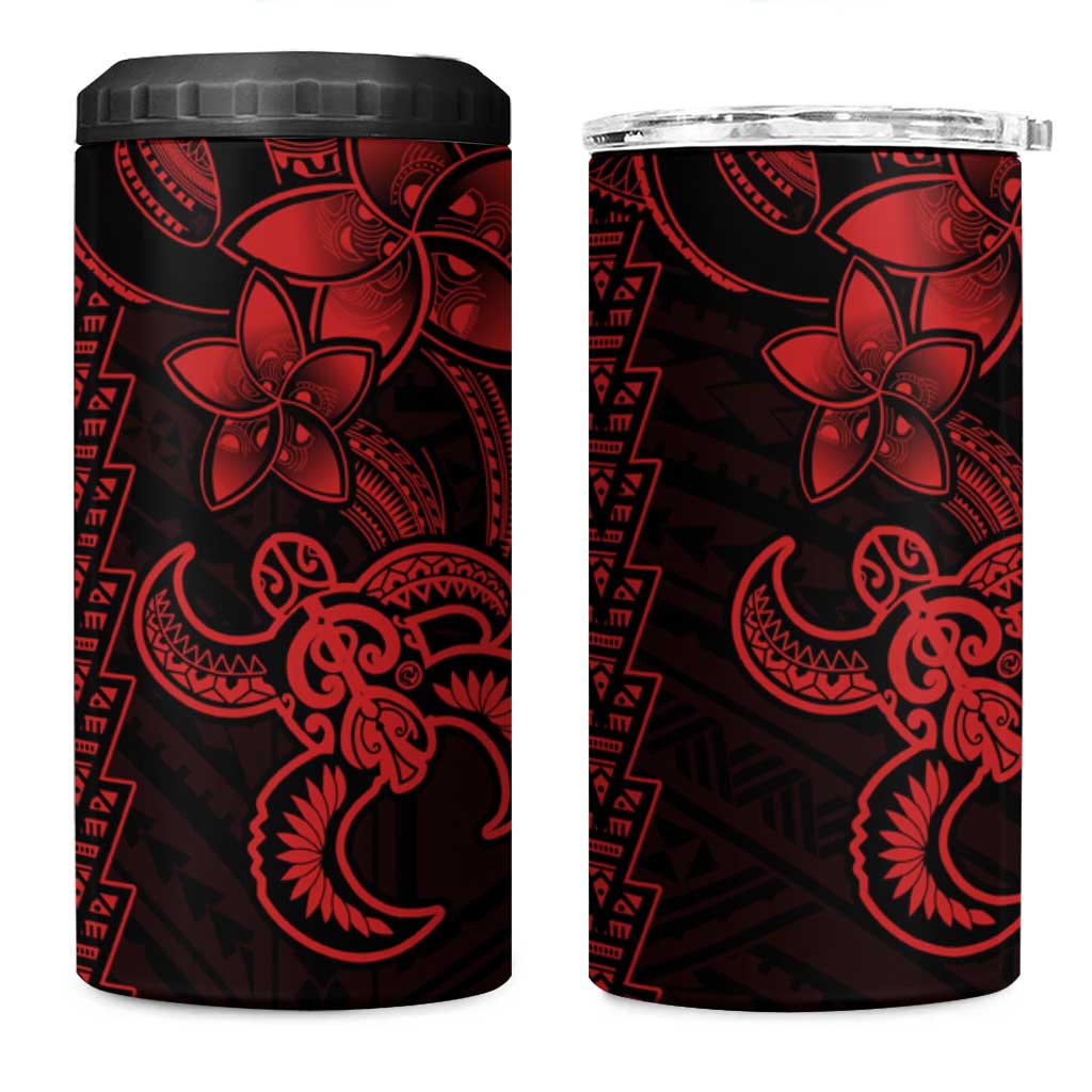 Red Hawaiian Kakau Turtle 4 in 1 Can Cooler Tumbler Polynesian Tribal LT9 One Size: 16 oz Red - Polynesian Pride